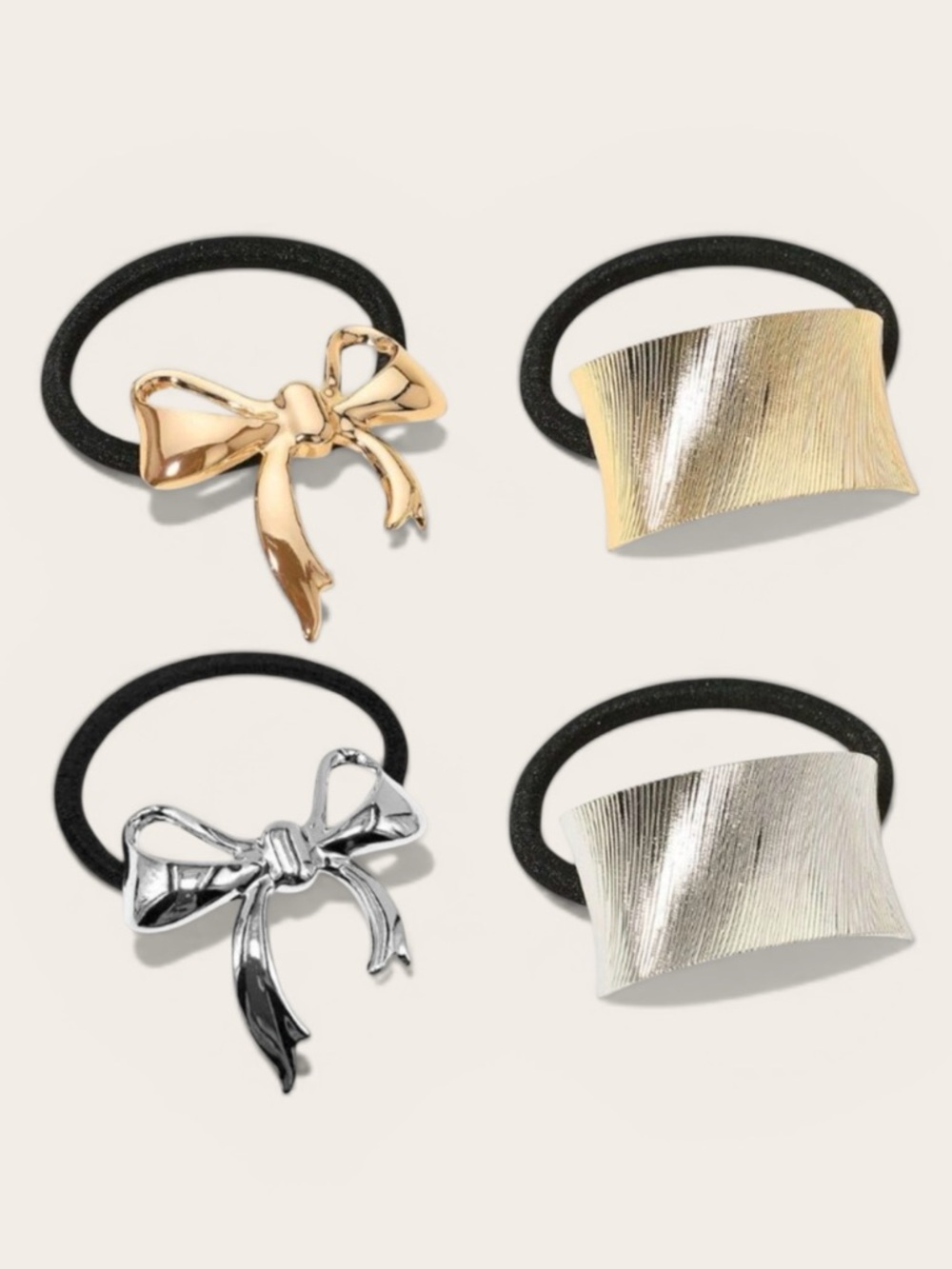 Metal Stretch Hairbands Gold or Silver (Set of 2)